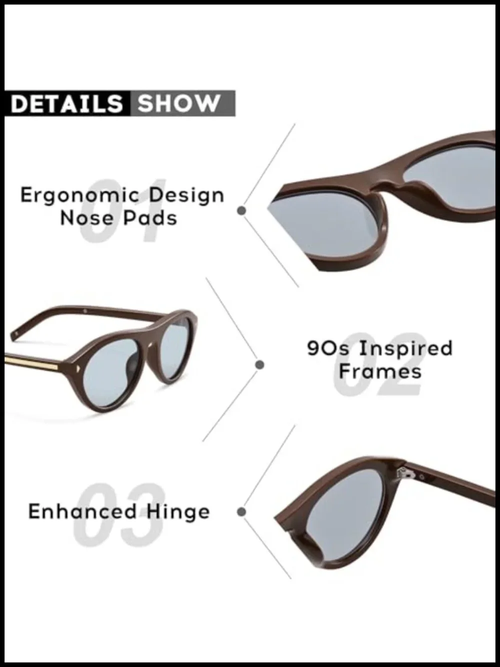 Retro Oval Cat Eye Sunglasses with UV400 Protection, Lightweight Frame